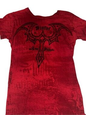Sinful Red Short Sleeve Logo Tee